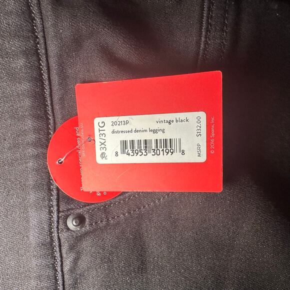 Spanx Denim Legging Women Size 3X Vintage Black Distressed Pull On Stretch NEW - Picture 14 of 16